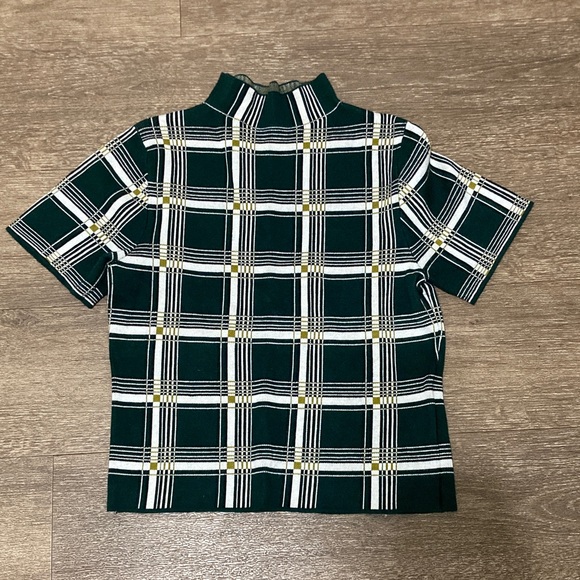 7Th Avenue Design Studio Tops - 7th Avenue Green Plaid Short Sleeve Top